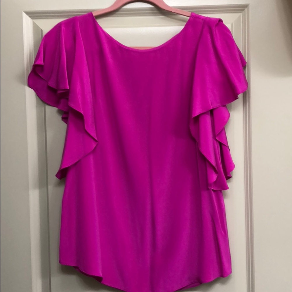 Milly Fuchsia Ruffle Sleeve Top